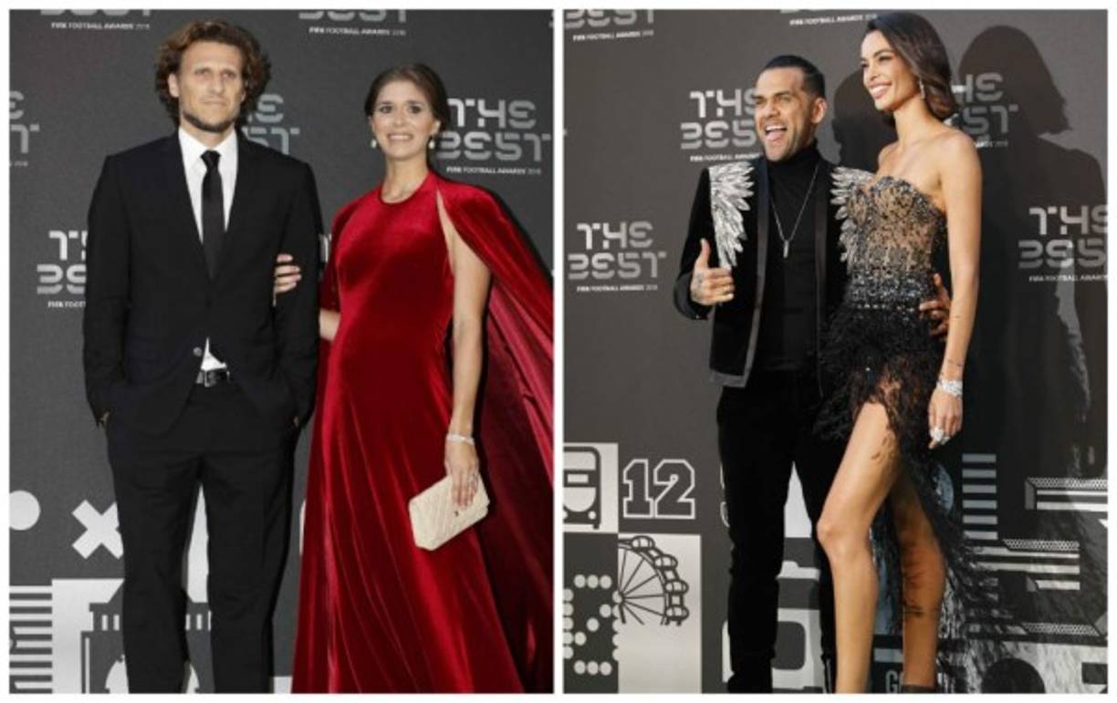 Diego Forlan y Paz Cardoso, al otro lado Dani Alves junto a su novia Joana Sanz.