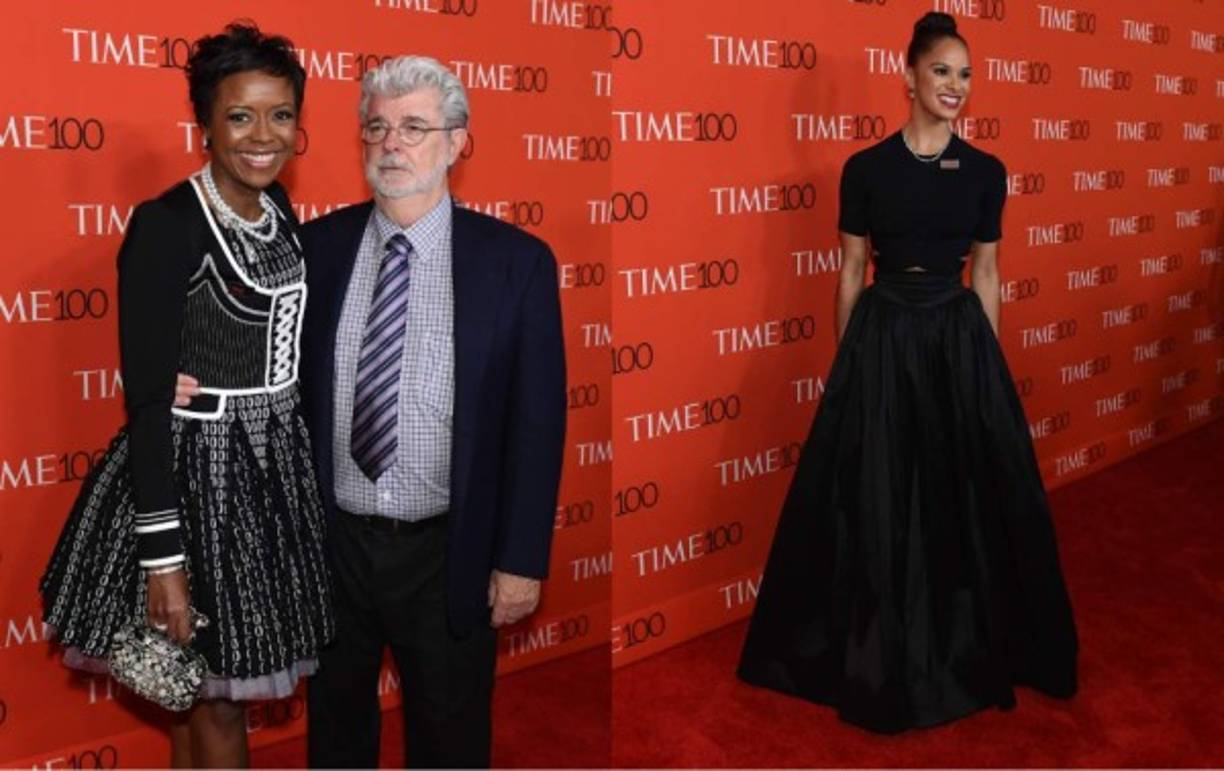 George Lucas y su esposa Mellody Hobson. En la otra imagen la bailarina Misty Copeland.