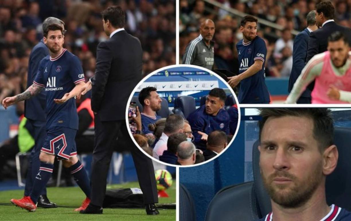 Lionel Messi protagonizó un momento inesperado al enfadarse con su entrenador Mauricio Pochettino tras ser sustituido en el partido que el PSG le ganó al Lyon con remontada incluida en el Parque de los Príncipes.