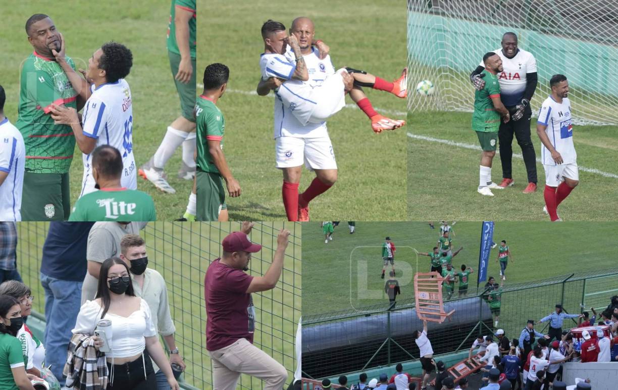 Mira las imágenes más curiosas que dejó el duelo que disputaron las leyendas del Marathón y Olimpia. Grandes exjugadores se dieron cita y al final del partido por poco se arma el caos.