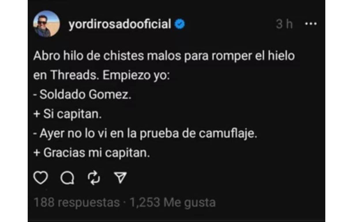 Yordi Rosado: El conductor eligió algunos chistes para su primer hilo en Threads.