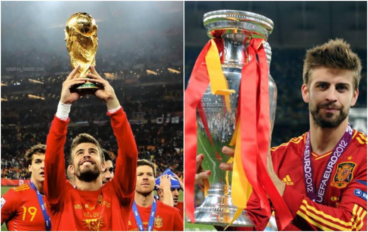 Gerard Piqué fue internacional absoluto con la selección española de 2009 a 2018, totalizando 102 partidos y 5 goles, proclamándose campeón del mundo en Sudáfrica 2010 y campeón de la Eurocopa en 2012.