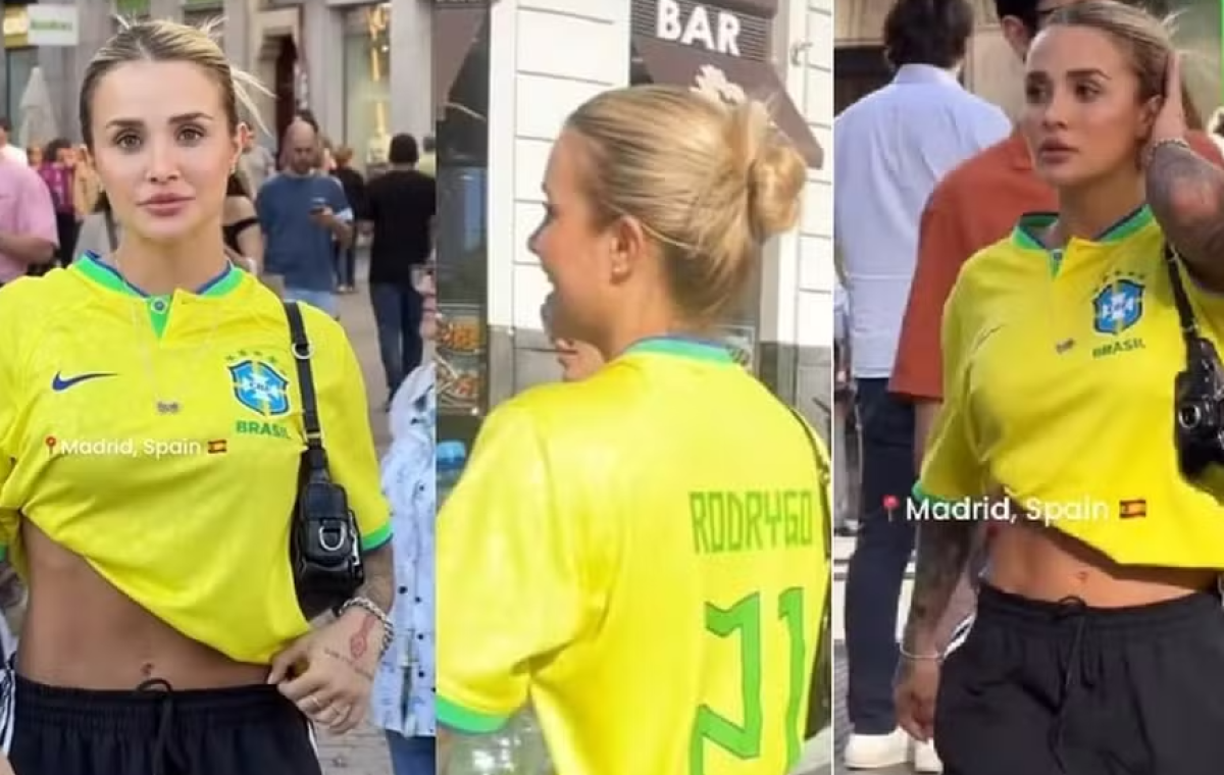 La modelo ya había dejado entrever su gusto por Rodrygo cuando asistió al amistoso entre España y Brasil en el Bernabéu (3-3) y lució la camiseta que solía llevar el delantero con la selección.