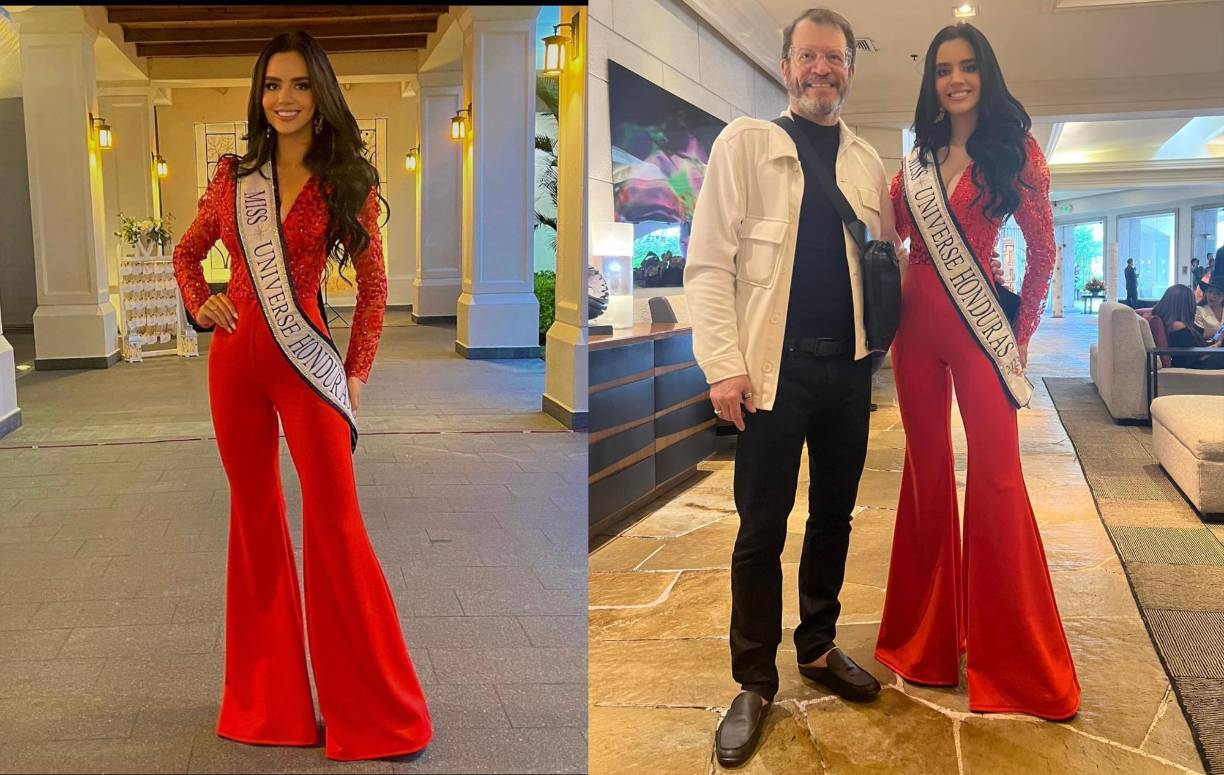 Una vez instalada en el hotel Real InterContinental de San Salvador, Zu Clemente deslumbró con este imponente traje color rojo del diseñador Ariel Perdomo. 