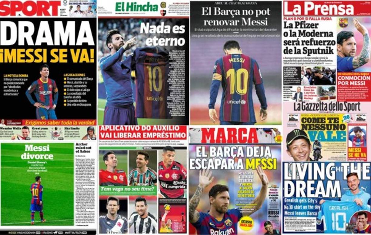 El anuncio inesperado del FC Barcelona de que no podía renovar a Lionel Messi, en un comunicado de apenas tres párrafos, sorprendió a diarios de todo el mundo, que destacaron la pobreza del adiós a una leyenda.