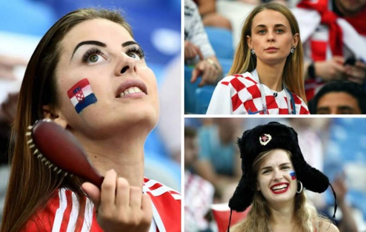 Hermosas chicas han adornado el partido de octavos de final del Mundial de Rusia 2018 entre Croacia y Dinamarca. Foto AFP