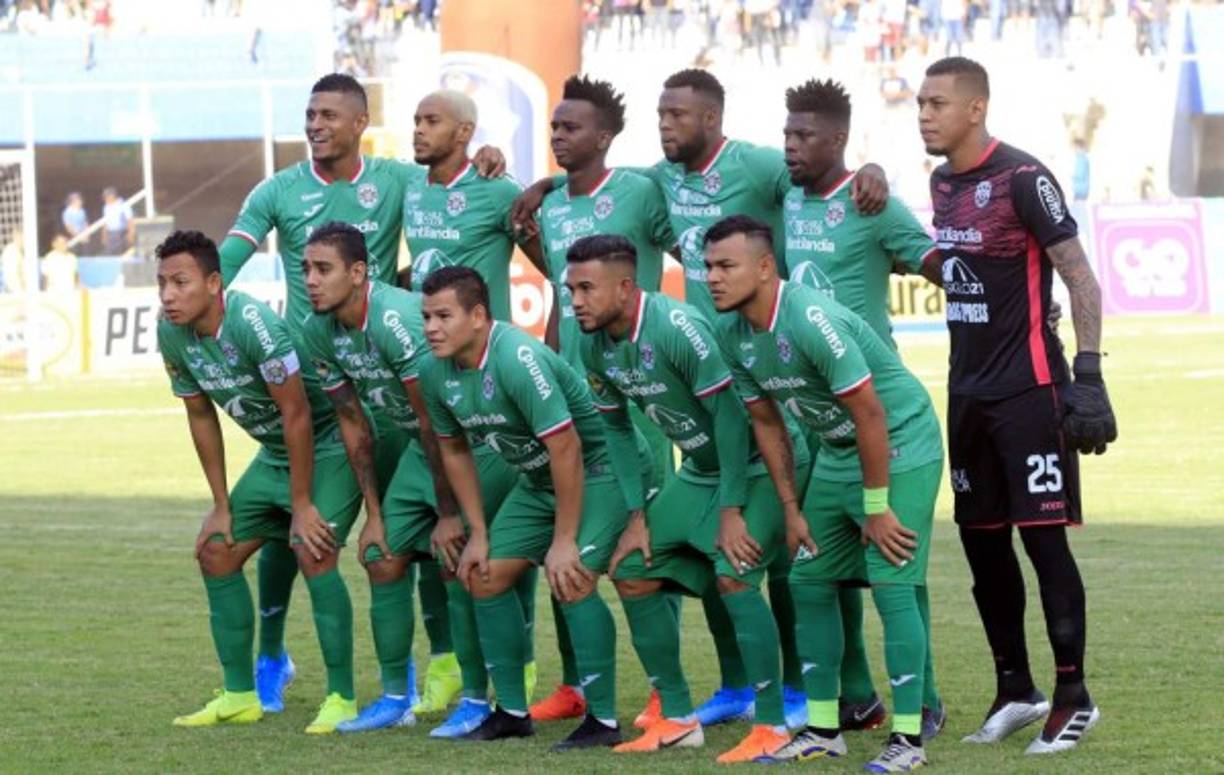 Imagen posada del 11 titular del Marathón contra el Olimpia.