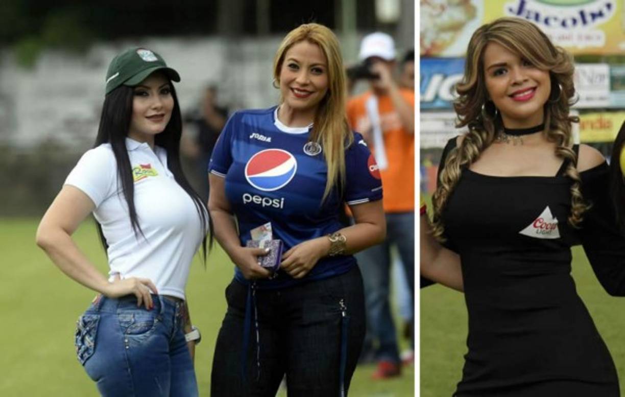 El clásico de las 'M' entre Marathón y Motagua se ha engalanado por bellas mujeres en el estadio Yankel Rosenthal.