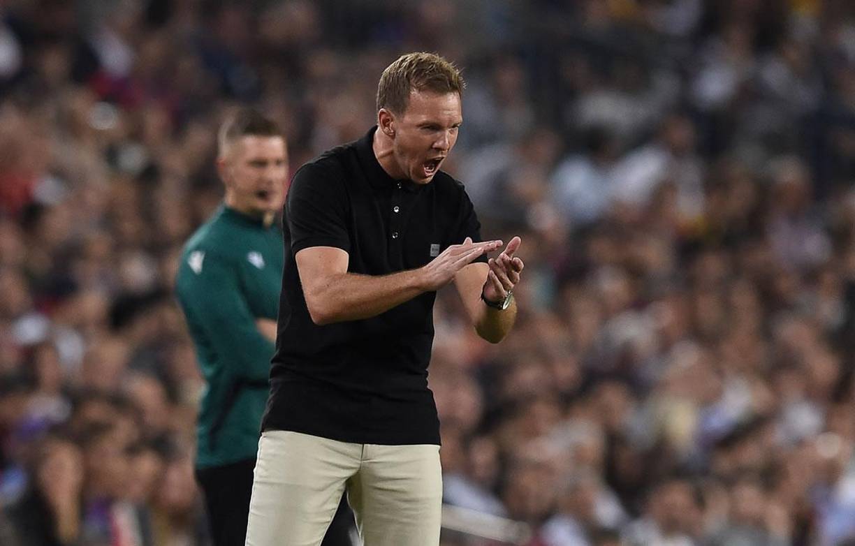 El entrenador del Bayern Múnich, Julian Nagelsmann, celebró los goles de su equipo ante el Barcelona.