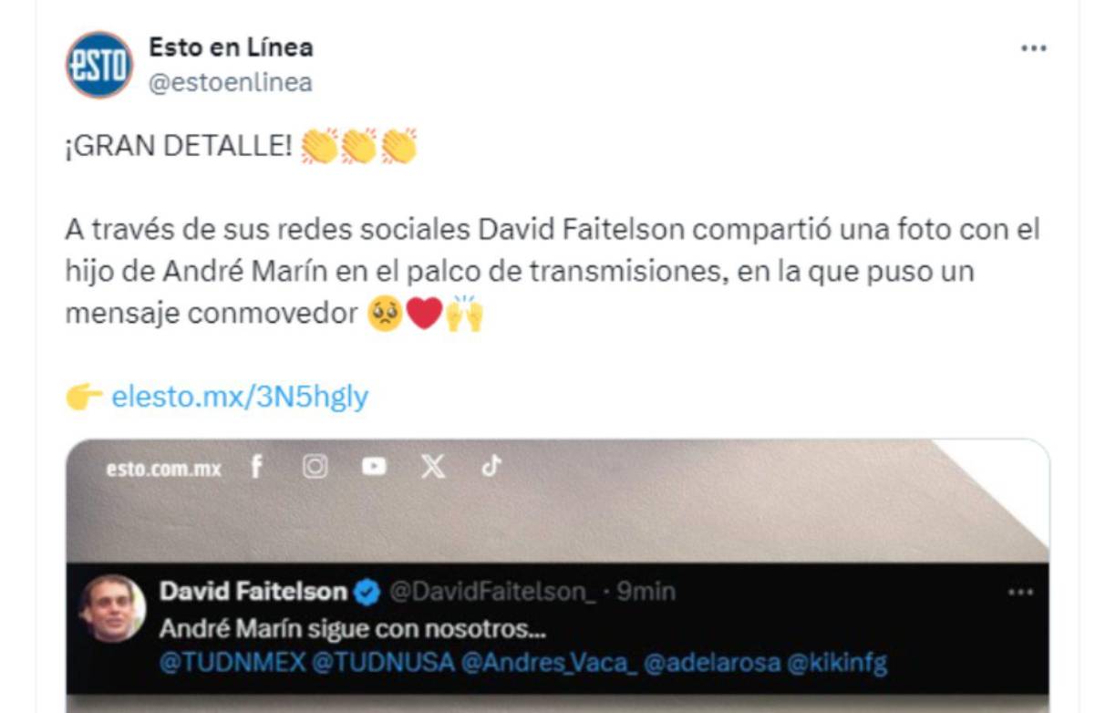 Diario Esto destacó a Faitelson por su gesto con el hijo de André Marín.