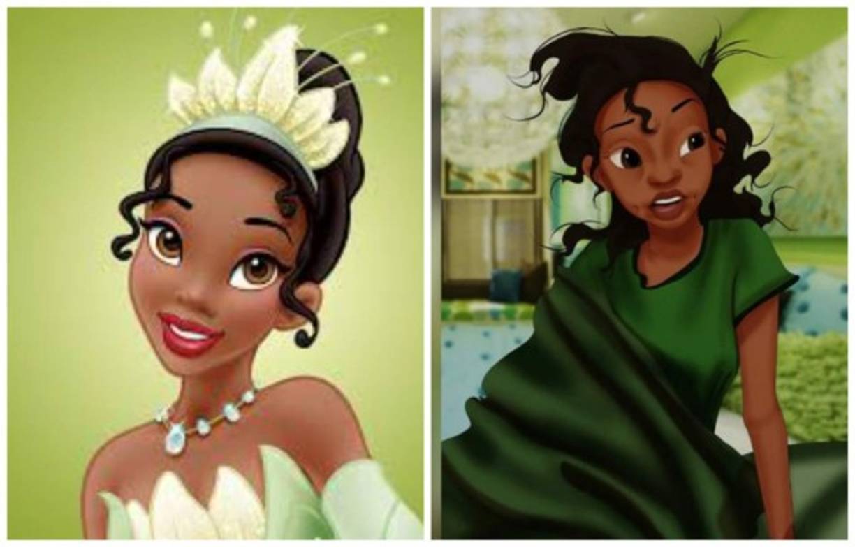 Tiana. Maquillada y recién levantada.