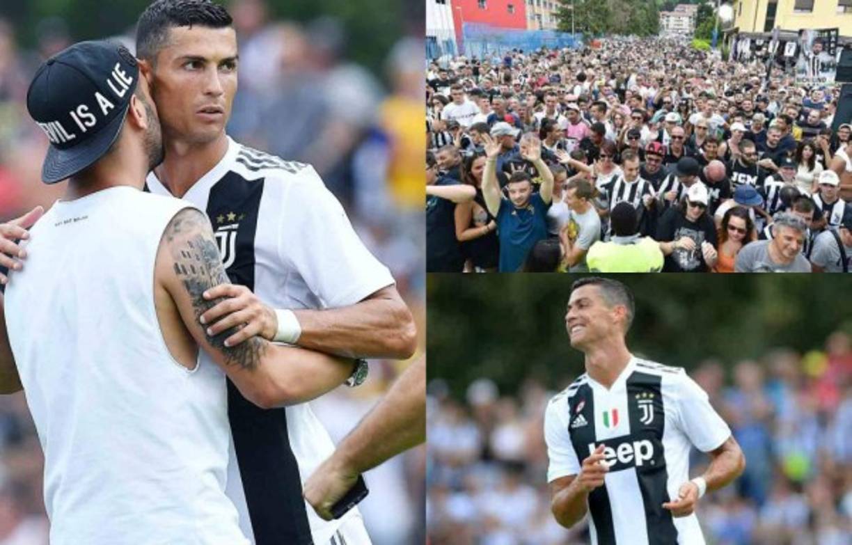 El portugués Cristiano Ronaldo se enfundó por primera vez la camiseta 'bianconera' del Juventus, en un encuentro de preparación ante el equipo B del club turinés y ante el que anotó su primer gol como integrante de la 'Vecchia signora'. La locura se desató en Italia e inclusive no se pudo terminar el juego. FOTOS JUVENTUS.COM Y EFE.