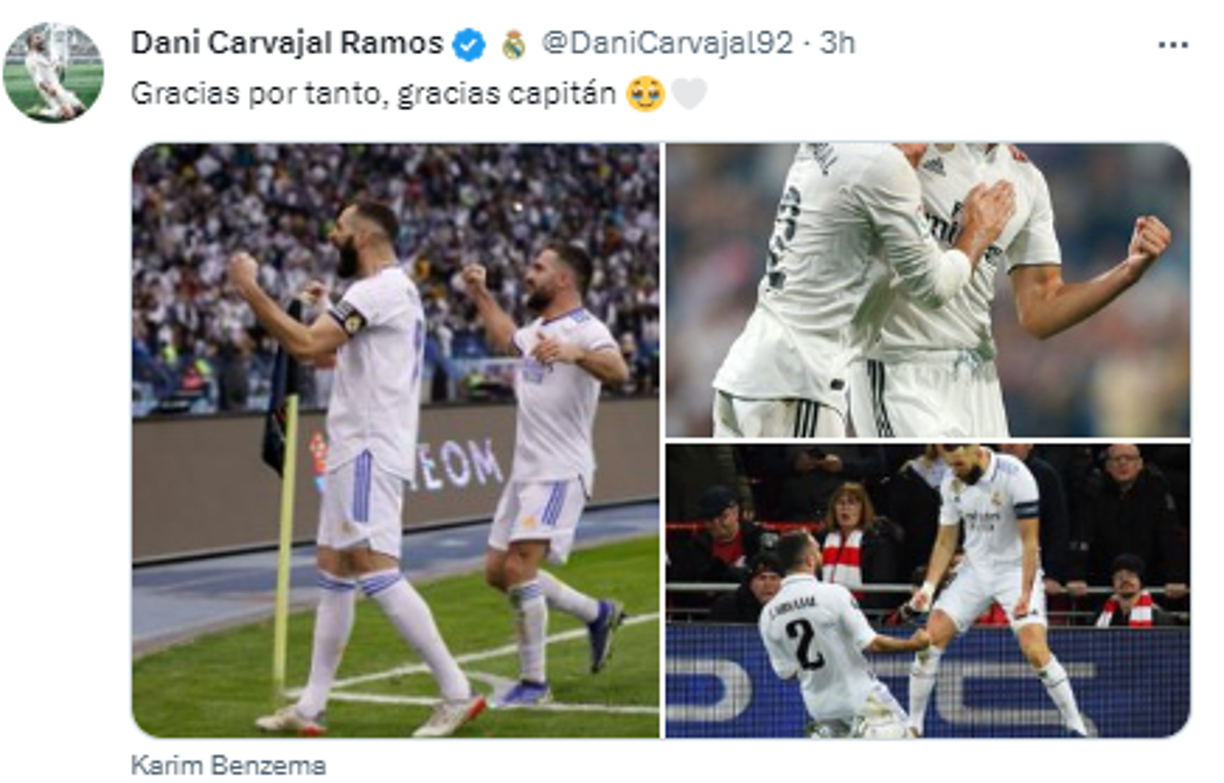 Dani Carvajal, “Gracias por tanto, gracias capitán”.