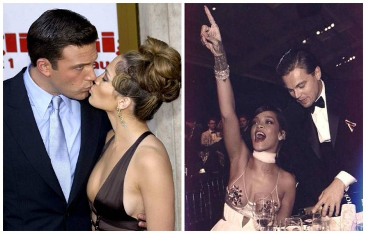 BEN AFFLECK ¿Cuánto duró su amor? Poco más de año y medio Los rumores de una posible relación comenzaron en noviembre de 2001 mientras ambos filmaban la película “Gigli”, sin embargo ella aún estaba casada con Cris Judd y fue hasta junio de 2002 cuando su relación comenzó a hacerse notoria, al final su noviazgo se hizo oficial hasta julio 22, tres días después de que ingresara la demanda de divorcio. Mientras que Rihana forma parte de la larga lista de conquistas de DICAPRIO, siendo vistos en varias fiestas y locales de Los Ángeles muy acaramelados.