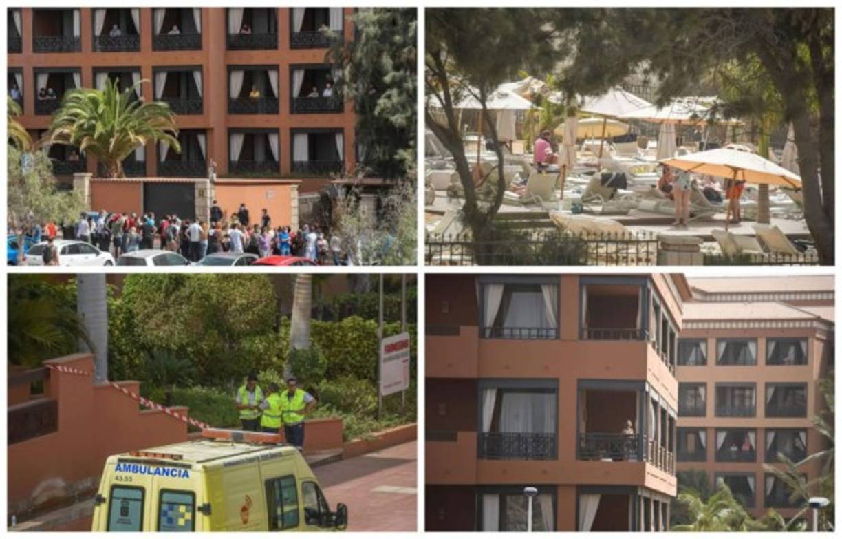 En el lujoso hotel de cuatro estrellas, H10 Costa Adeje Palace, nadie puede salir ni entrar. La policía lo tiene bajo custodia.