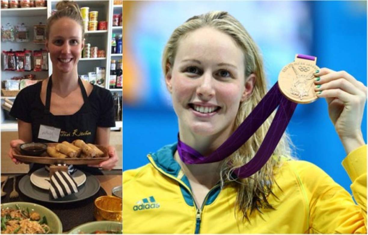 Bronte Barratt, una nadadora australiana hace labores caritativas en un hospital de Brisbane.