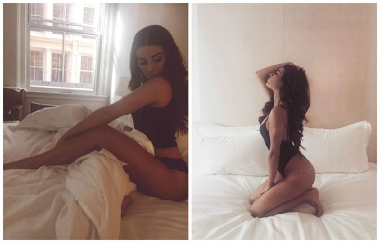 En las atrevidas fotos revela el pequeño tatuaje que tiene en el trasero con la palabra 'Finn', en honor a su fallecido novio, Cory Monteith, quien murió de una sobredosis en 2013.<br/>