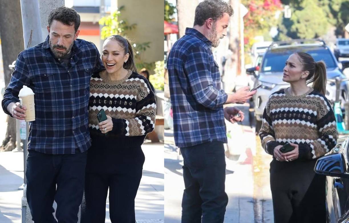 En una de sus salidas casuales con Ben Affleck lució un pantalón negro y un suéter de Valentino. 