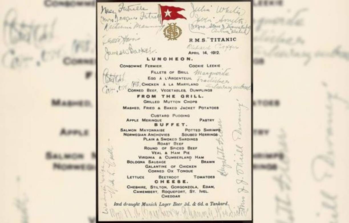 El menú del Titanic.