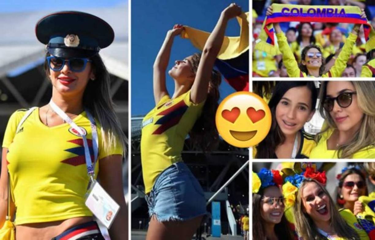 Las bellas chicas colombianas que animan a su selección en el partido contra Senegal en el Mundial de Rusia 2018.