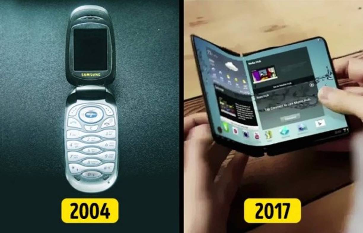 Con la llegada de los smartphones, los teléfonos plegables que hace tiempo eran tan populares, quedaron en el pasado. Pero resulta que no para siempre. En 2014 la empresa Samsung presentó el prototipo del smartphone Galaxy X, el cual se puede cerrar como si fuera un libro, convirtiéndose en una tableta. Aún no se conoce la fecha del lanzamiento de este dispositivo, pero según los rumores, ya casi está listo y saldrá a mediados de 2017. Además, también LG y Lenovo trabajan en la creación de móviles flexibles.
