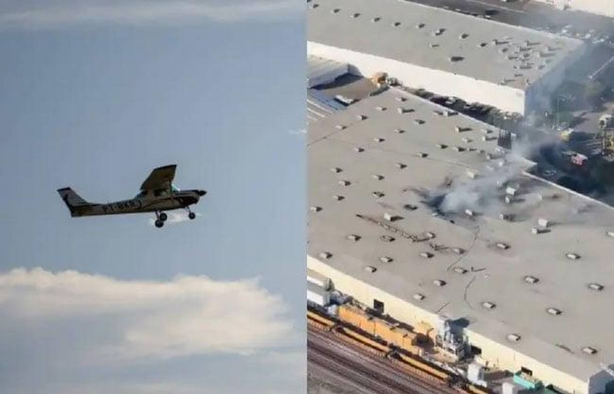 El impacto del aparato provocó un incendio en el interior del edificio que fue extinguido por los servicios de emergencia.