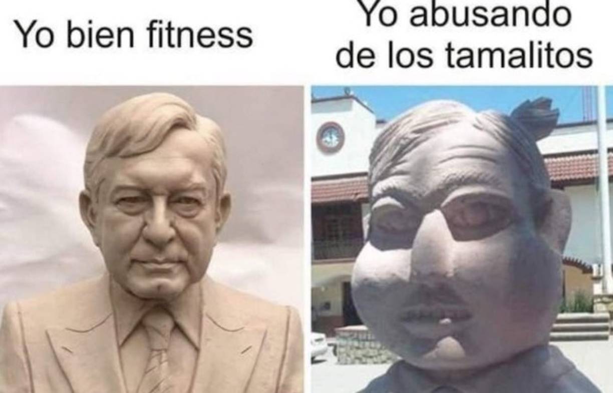 Este meme hace referencia a la 'gordura' que denota la escultura recién develada.