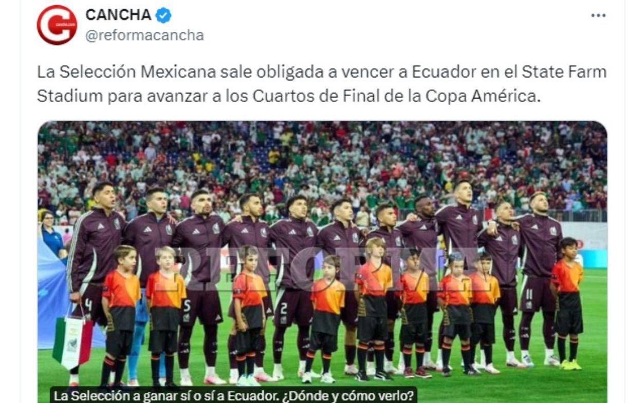 En México han catalogado de un juego clave el choque ante Ecuador ya que un empate o derrota los dejaría eliminados en fase de grupos de la Copa América.