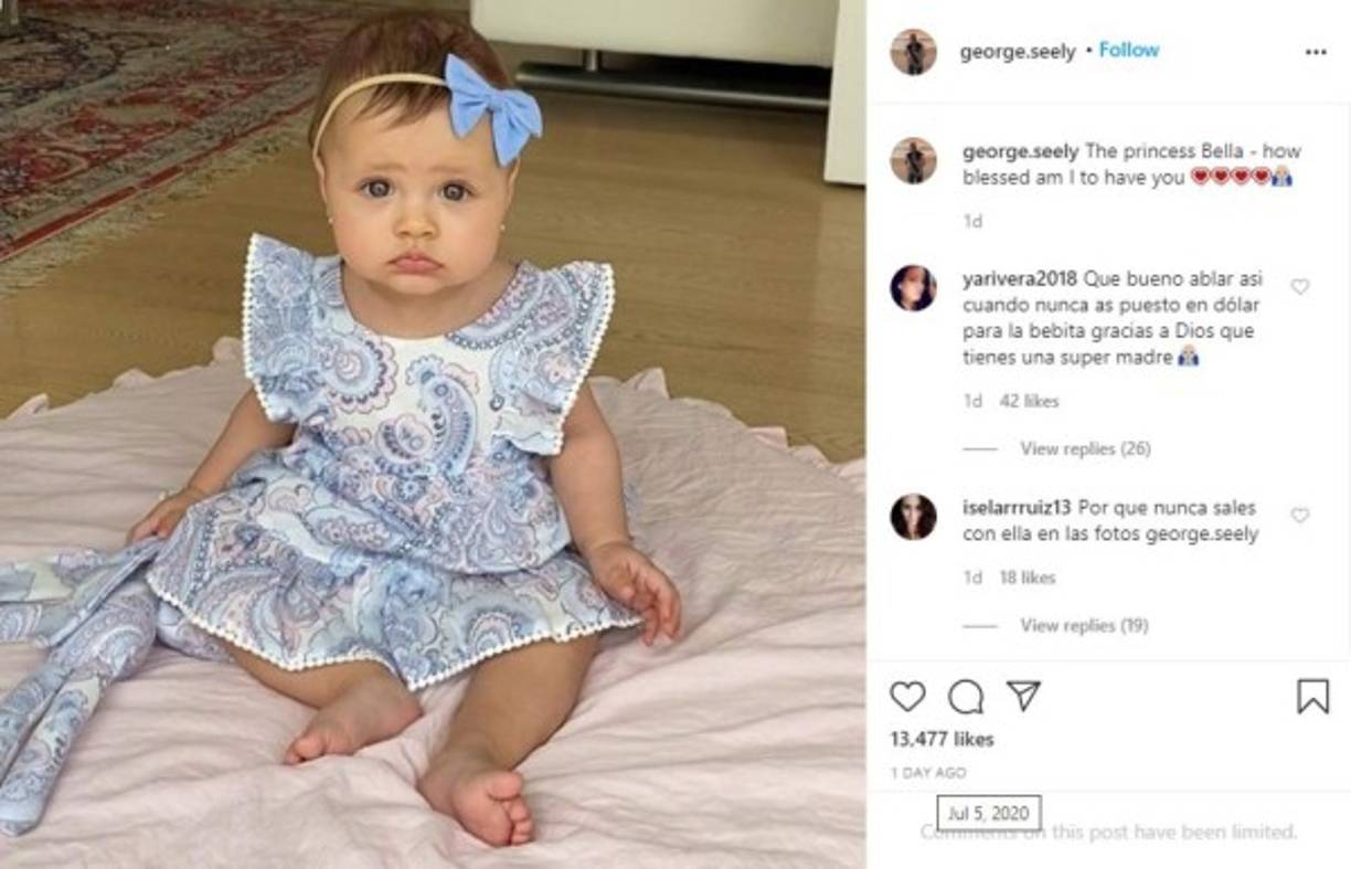 Sobre su única hija con Marlene, George compartió “La princesa Bella: cuán bendecido soy de tenerte”.