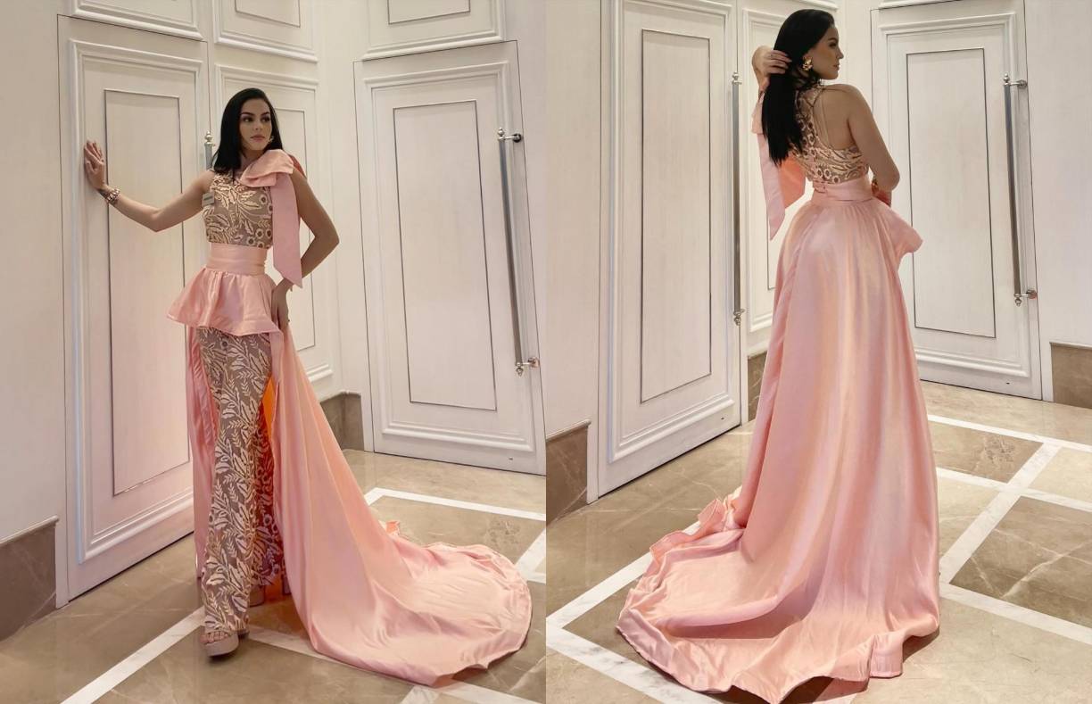 En un evento reciente, Yelsin deslumbró con este delicado y fino diseño Arthuro Calix. Definitivamente el rosa claro le sienta perfecto a la reina de belleza hondureña.