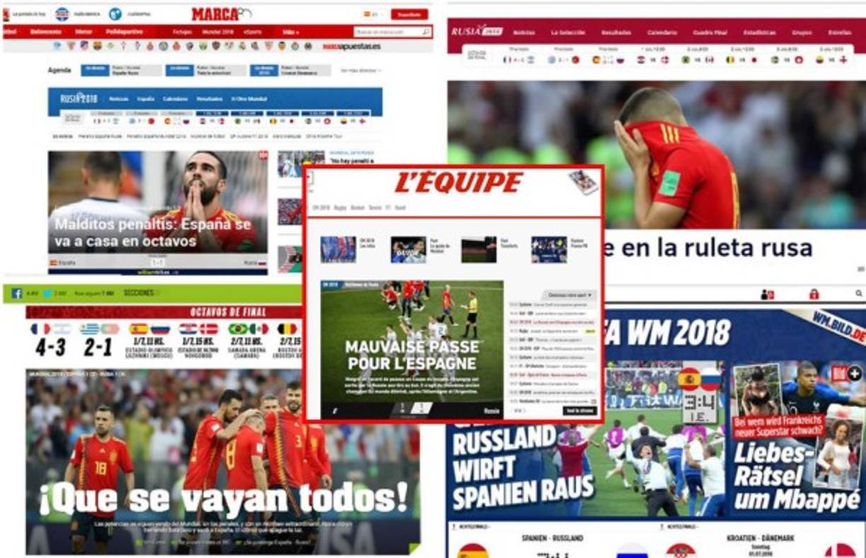 Los medios en el mundo destacan la eliminación de España en octavos de final del Mundial 2018 contra Rusia.