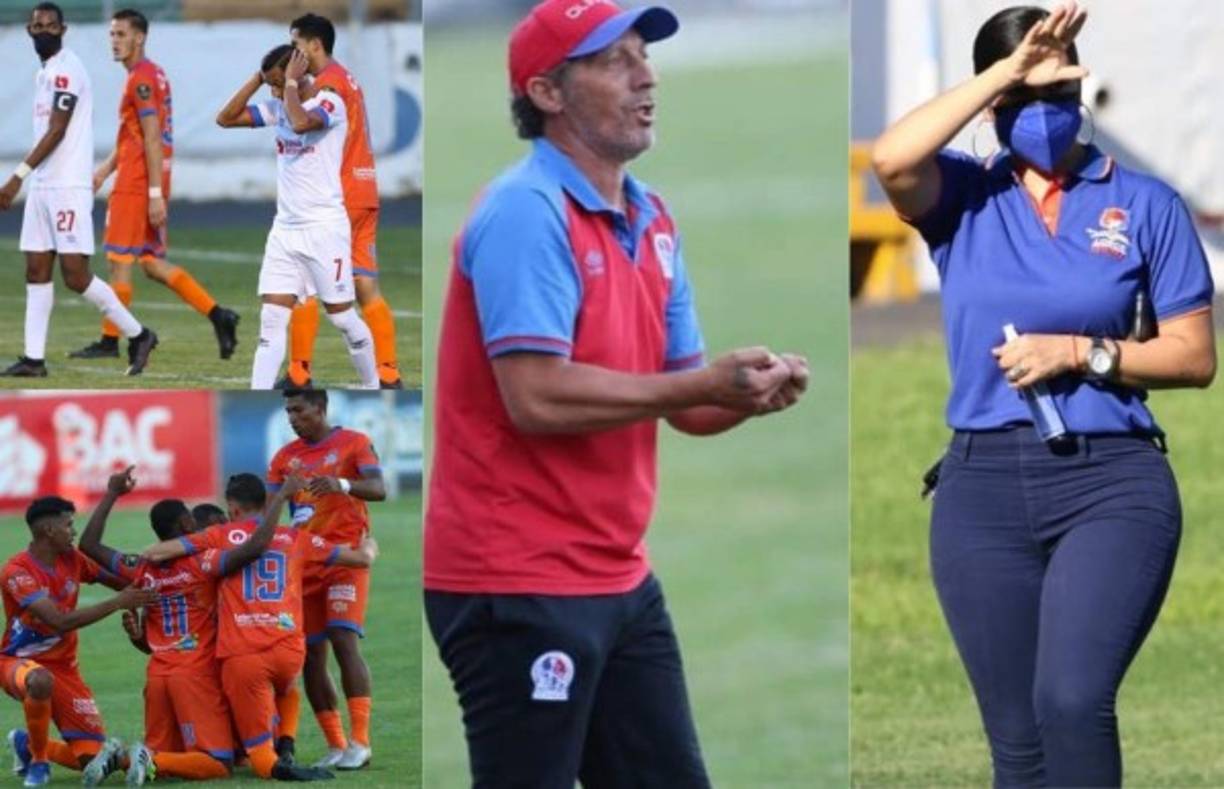 La UPN dio la sorpresa al vencer 2-1 al Olimpia en duelo que abrió la jornada 8 del Clausura 2021. En el cuadro albo era evidente la decepción y en Los Lobos una chica se robó las miradas de muchos. Fotos Alex Pérez.