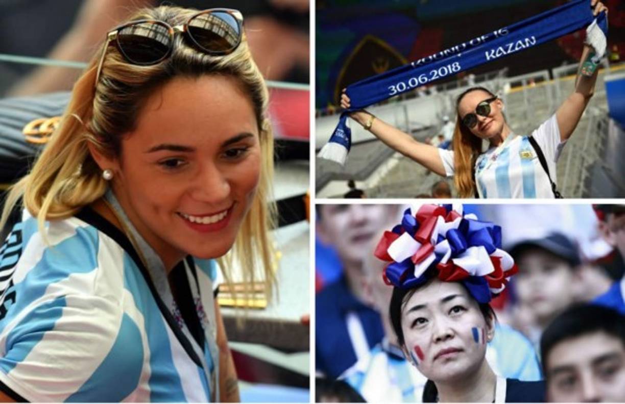 Las aficionadas que han animado el partido entre Francia y Argentina en el Mundial de Rusia 2018. La novia de Maradona, presente en el estadio.
