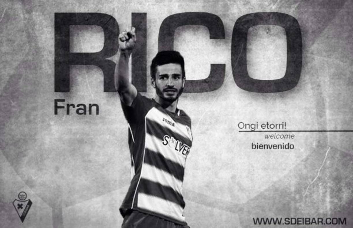 El Eibar ha anunciado la llegada, por dos temporadas, del mediocentro de 29 años Fran Rico, quien llega en calidad de cedido procedente del Granada.
