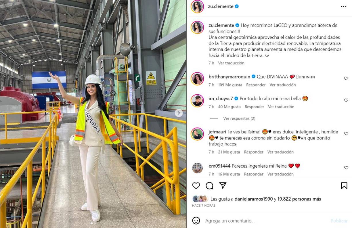 La bella catracha también compartió varias postales del momento que vivió dentro de la central geotérmica.