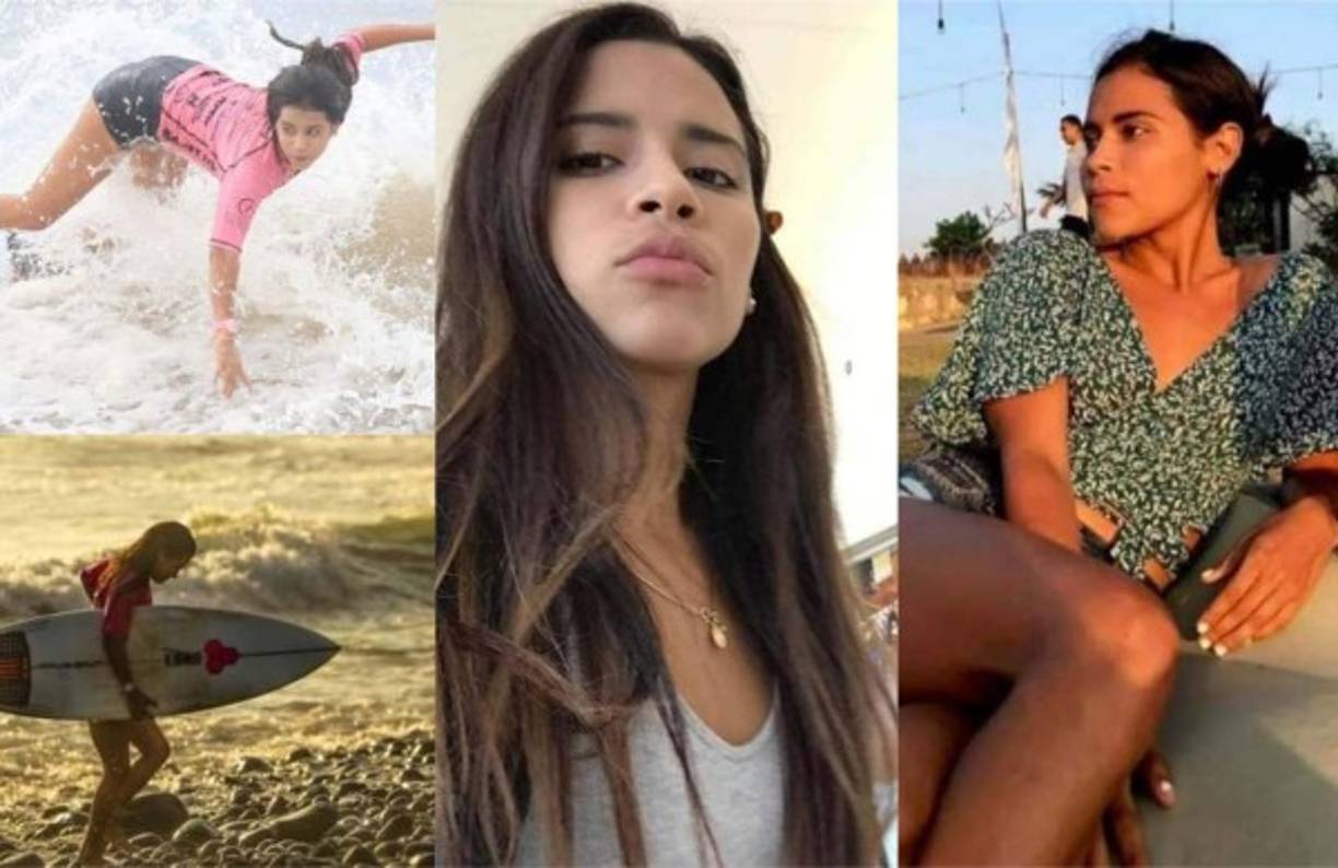 Katherine Díaz, de la selección salvadoreña de surf, falleció al ser alcanzada por un rayo durante una jornada de práctica. Una tragedia que ha llenado de luto al deporte de El Salvador. Fotos Facebook y Twitter.