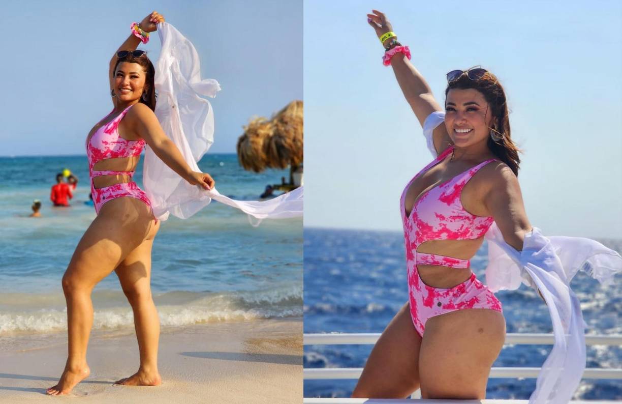 “Ya saben que me encanta tomarne fotos, y ahora más en esta playa hermosa de Utila”, agregó Milly en su publicación de Instagram.