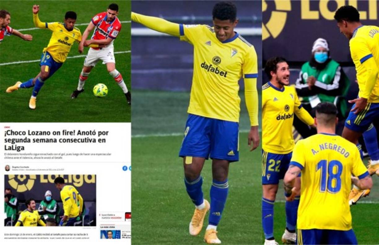 Antony Choco Lozano marcó por segunda ocasión consecutiva en la Liga de España. El delantero hondureño se destapó con un golazo y una asistencia en la victoria 3-1 del Cádiz ante Alavés. Mira lo que dicen los medios españoles e internaciones sobre el nivel del catracho.