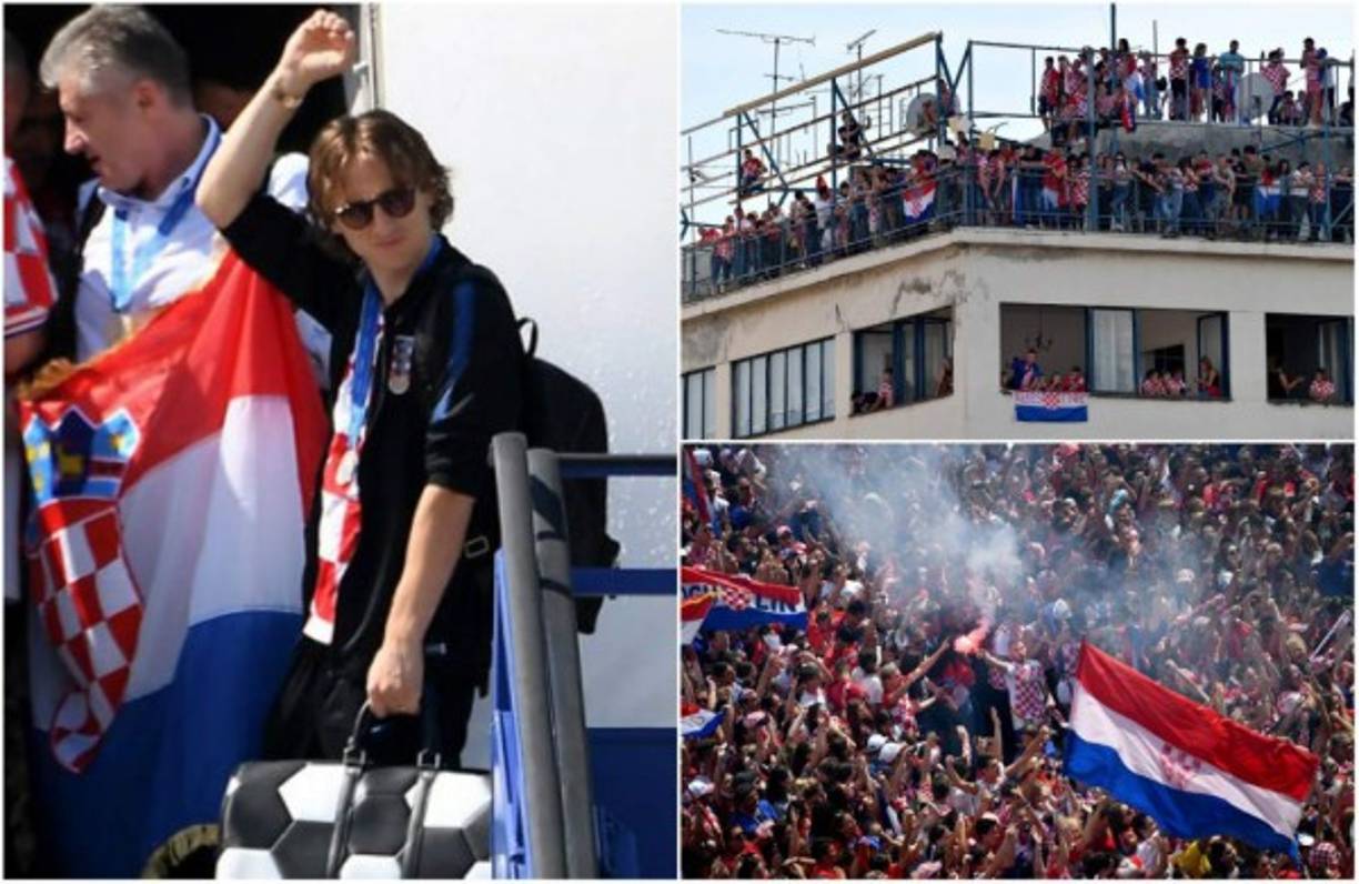 La selección croata de fútbol, que perdió este domingo la gran final del Mundial de Rusia 2018 contra Francia, fue recibida hoy con entusiasmo por cientos de miles de personas a su llegada a Zagreb. Pese a la derrota, los jugadores fueron sorprendidos por el recibimiento. FOTOS AFP.