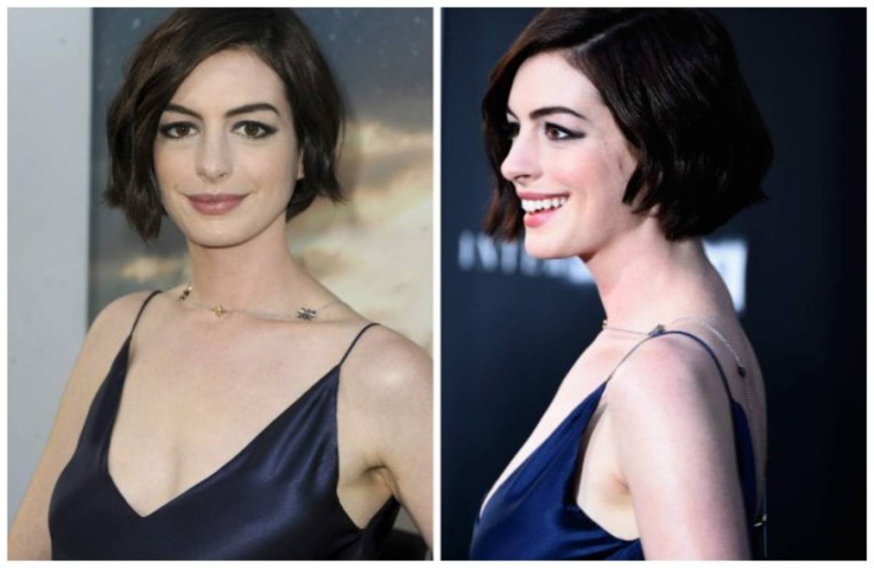 La actriz Anne Hathaway lució su cabello más largo en la premier de la película 'Interstellar'.