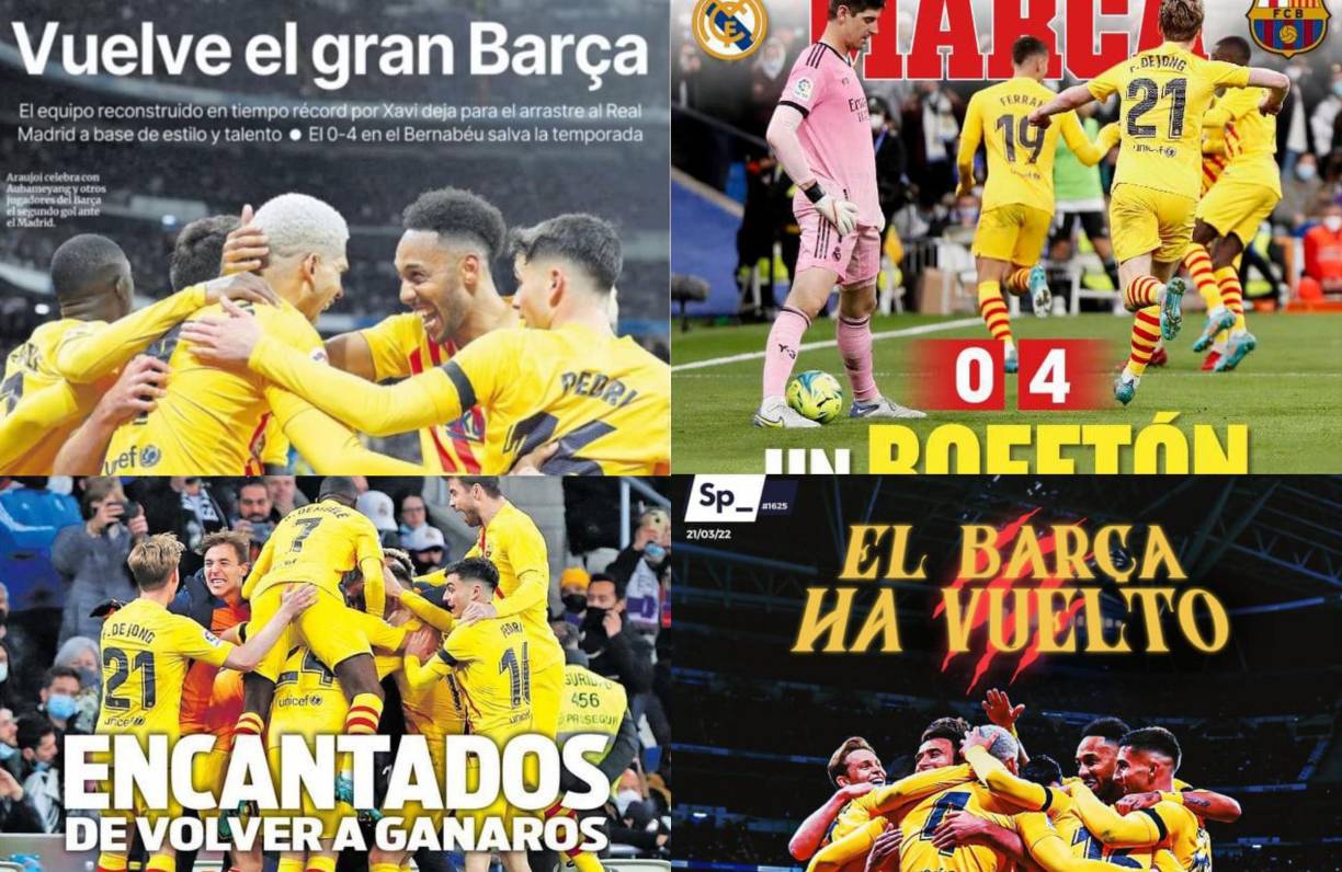 A continuación te presentamos las portadas de los diferentes medios internacionales tras la goleada de 4-0 del Barcelona ante Real Madrid en el Santiago Bernabéu.