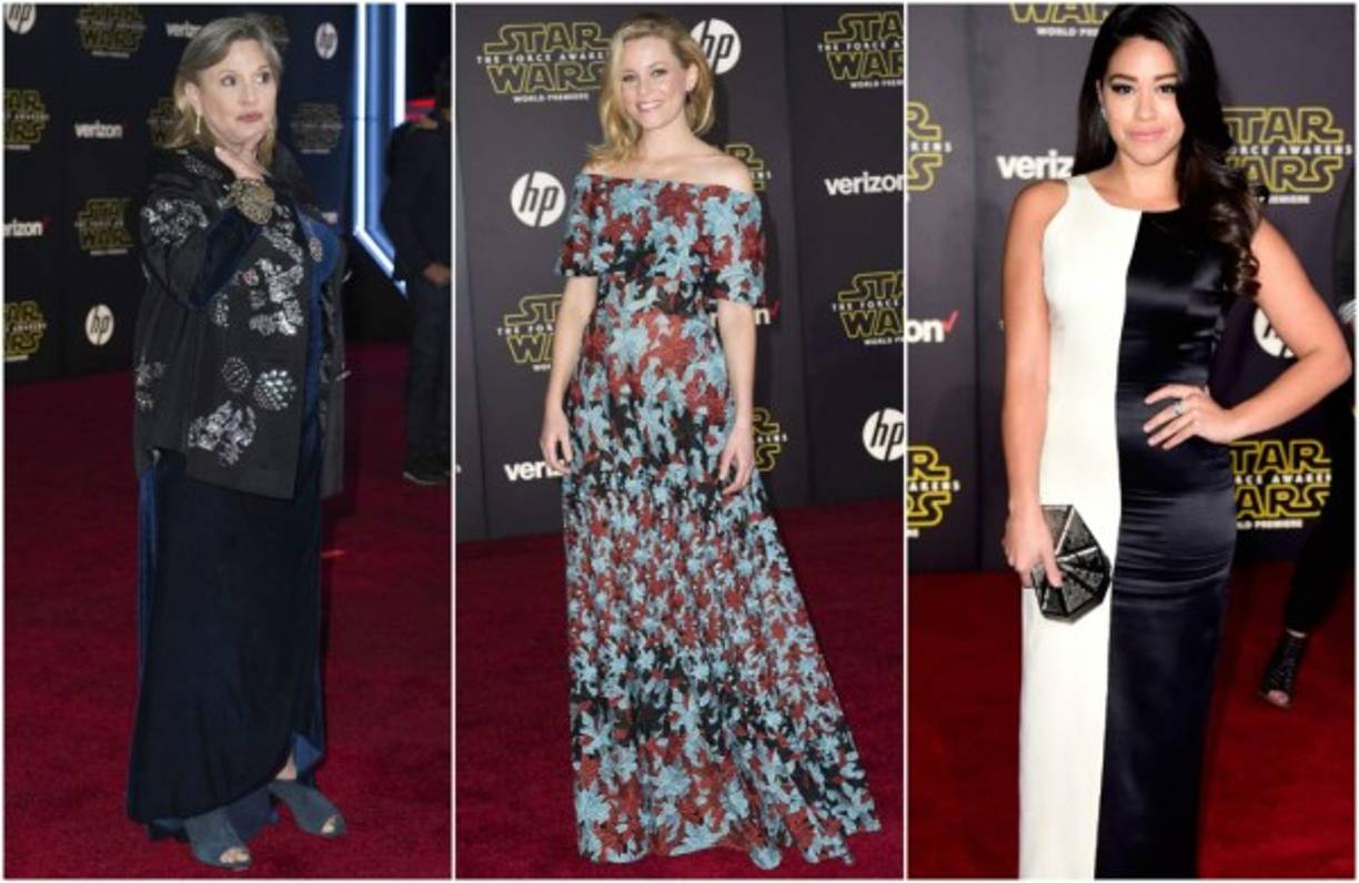 Carrie Fisher, Elizabeth Banks y Gina Rodríguez.