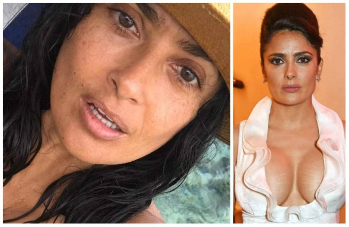 Salma Hayek<br/><br/>La actriz mexicana en varias ocasiones ha compartido en su cuenta de Intagram fotografías en donde luce su rostro sin maquillaje y deja ver sus canas. <br/><br/>'Nunca antes había tenido tanto trabajo. Ahora tengo 50 y estoy trabajando más que nunca antes. Los mejores personajes son de mujeres de treintaitantos para arriba. Como actriz, son más interesante. Ahora me he librado por fin de la etiqueta de sex symbol', expresó la estrella.<br/><br/>Hayek tampoco oculta sus estrías.<br/>