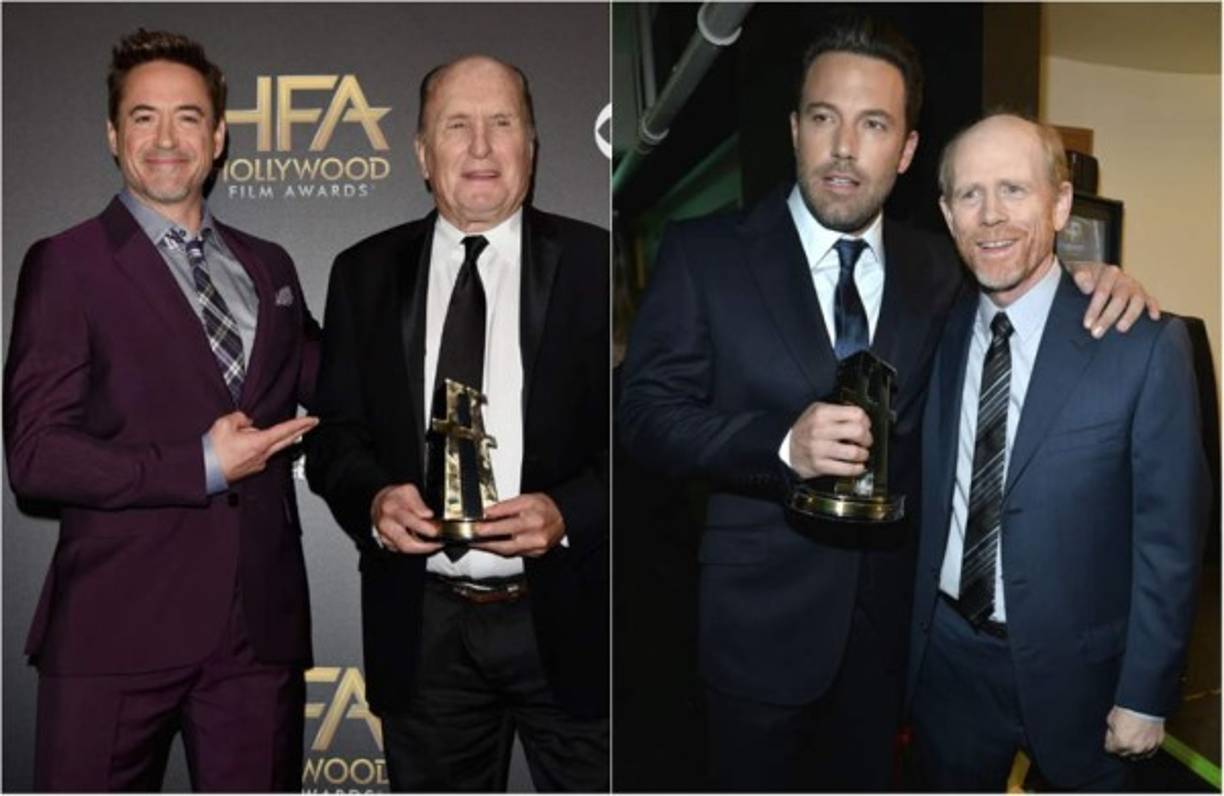 Robert Downey Jr y Jobert Duvall. En la otra imagen Ben Affleck y Ron Howard.