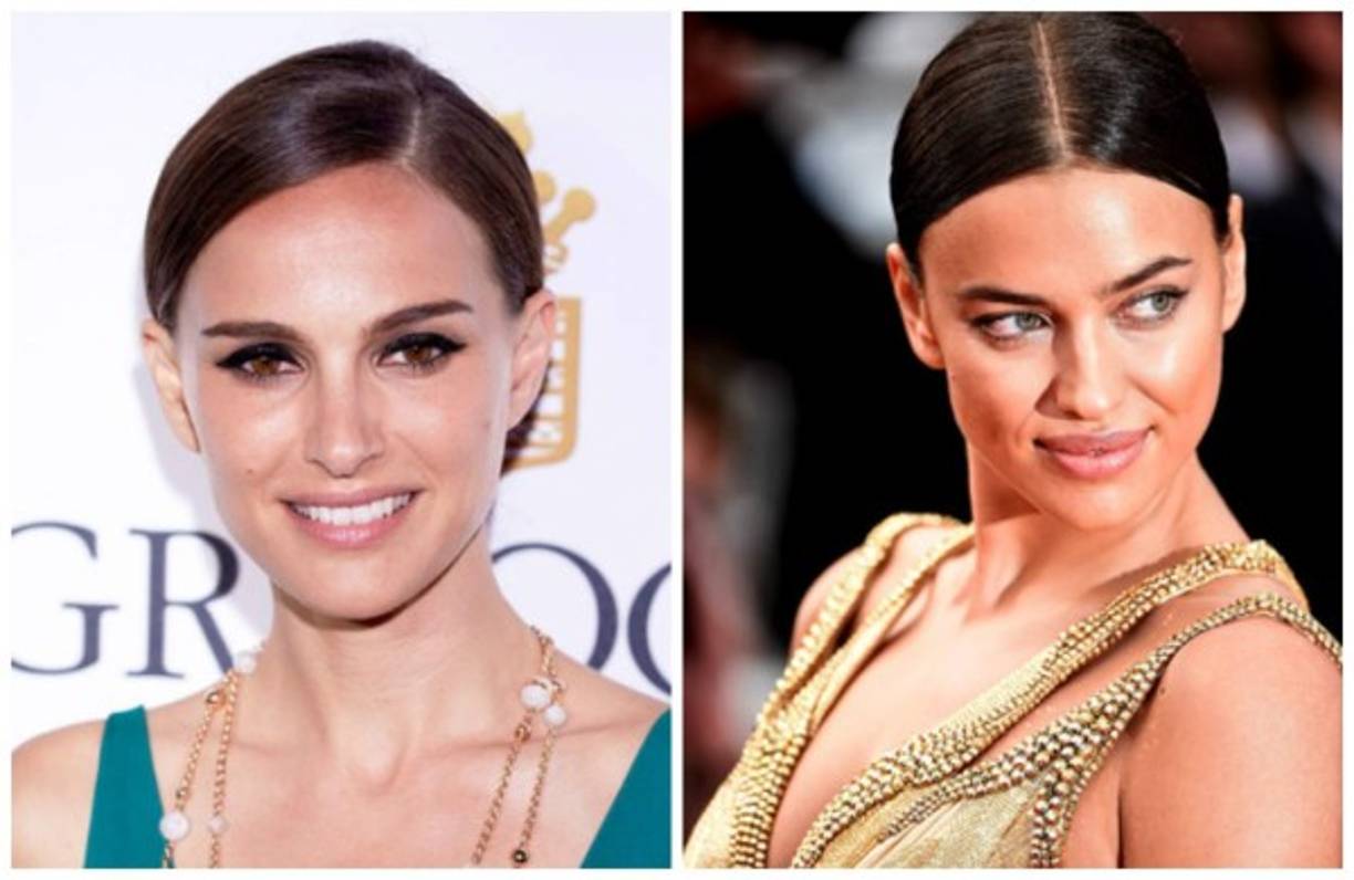La actriz Natalie Portman con un delineado grueso negro y labios nude. Irina Shayk con su belleza natural de una top sale a relucir.