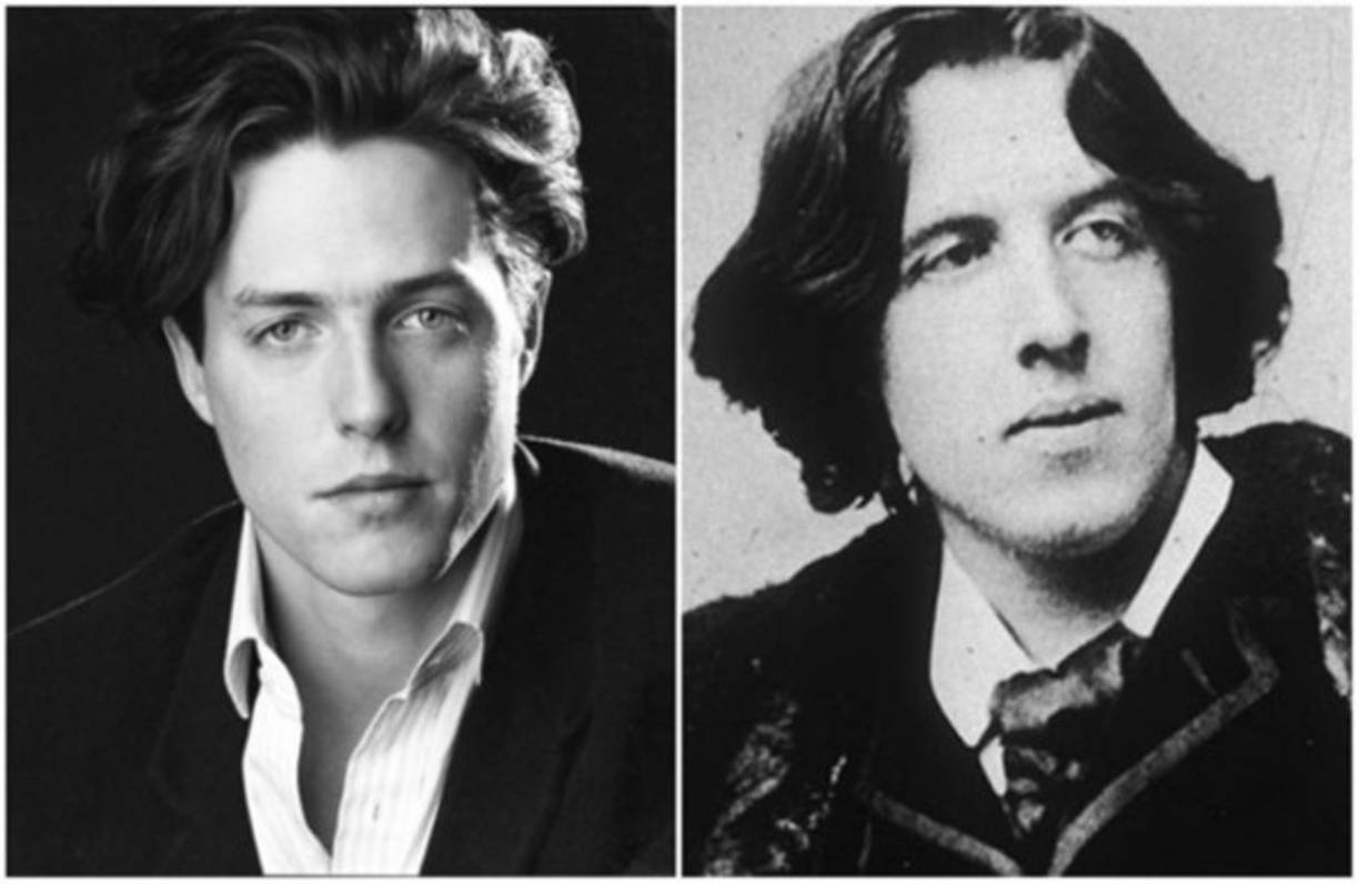 Hugh Grant, actor y productor de cine británico y Óscar Wilde<br/>Wilde fue un poeta y escritor irlandés. Nació en Dublín el 16 de octubre de 1854 y murió el 30 de noviembre de 1900.