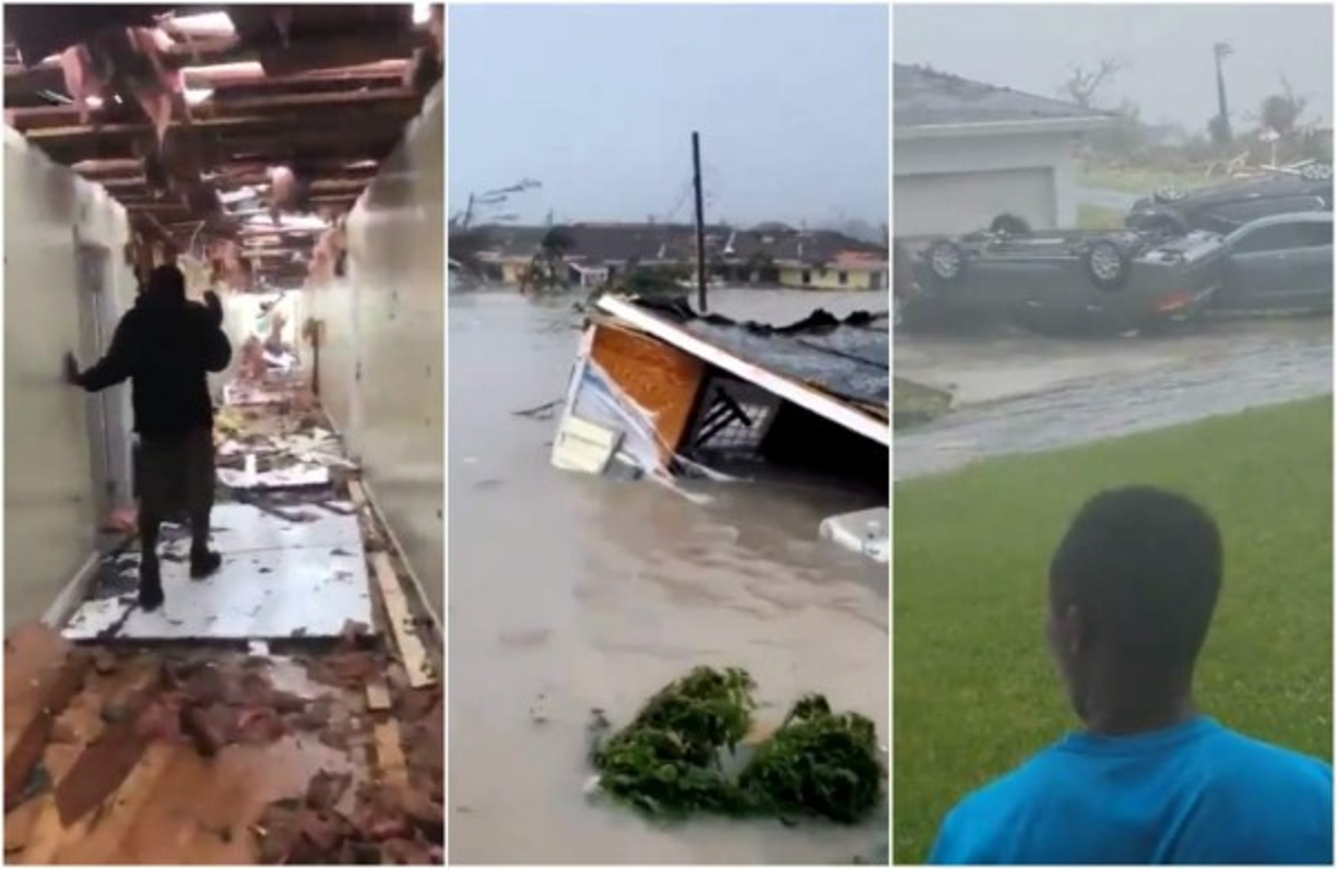 CORRECTS FROM CANAL TO ROAD - A road is flooded during the passing of Hurricane Dorian in Freeport, Grand Bahama, Bahamas, Monday, Sept. 2, 2019. Hurricane Dorian hovered over the Bahamas on Monday, pummeling the islands with a fearsome Category 4 assault that forced even rescue crews to take shelter until the onslaught passes. (AP Photo/Tim Aylen)
