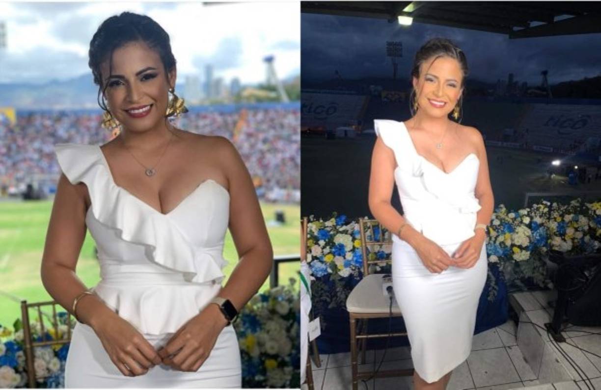 Samantha Velásquez arrasó con su belleza y elegancia. Ella transmitió desde el estadio capitalino.