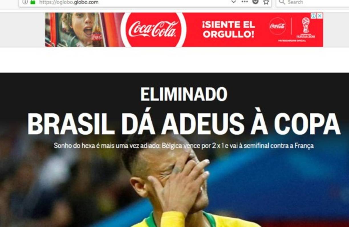 O Globo de Brasil decepcionado por la eliminación.