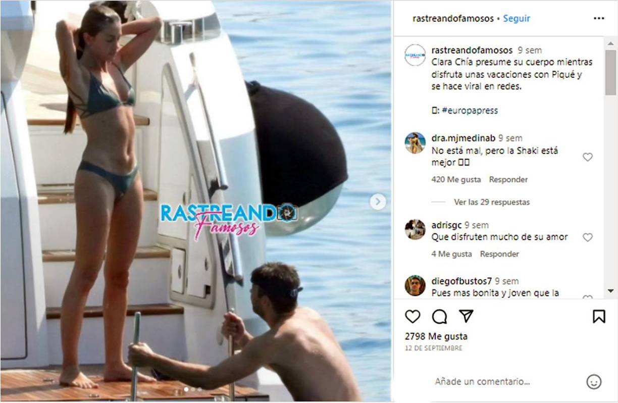 Gerard Piqué y Clara Chía Martí ya fueron captados semanas atrás disfrutando de unas vacaciones en el mar.